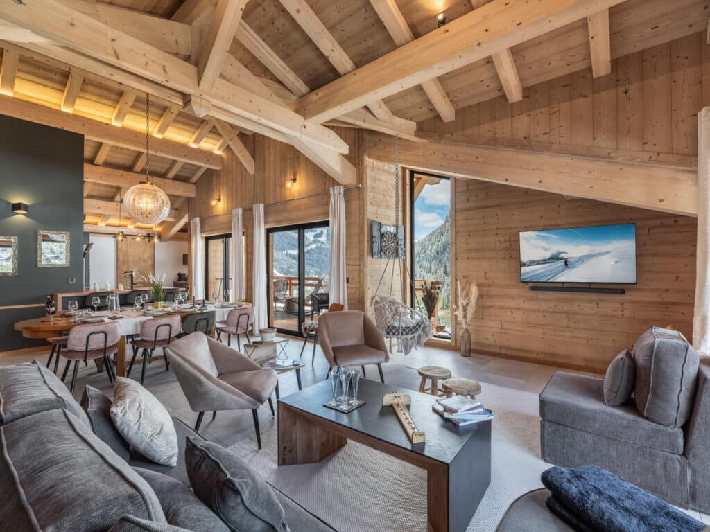 apartment luxury chatel view terrace spacious living room 10 people tv Châtel