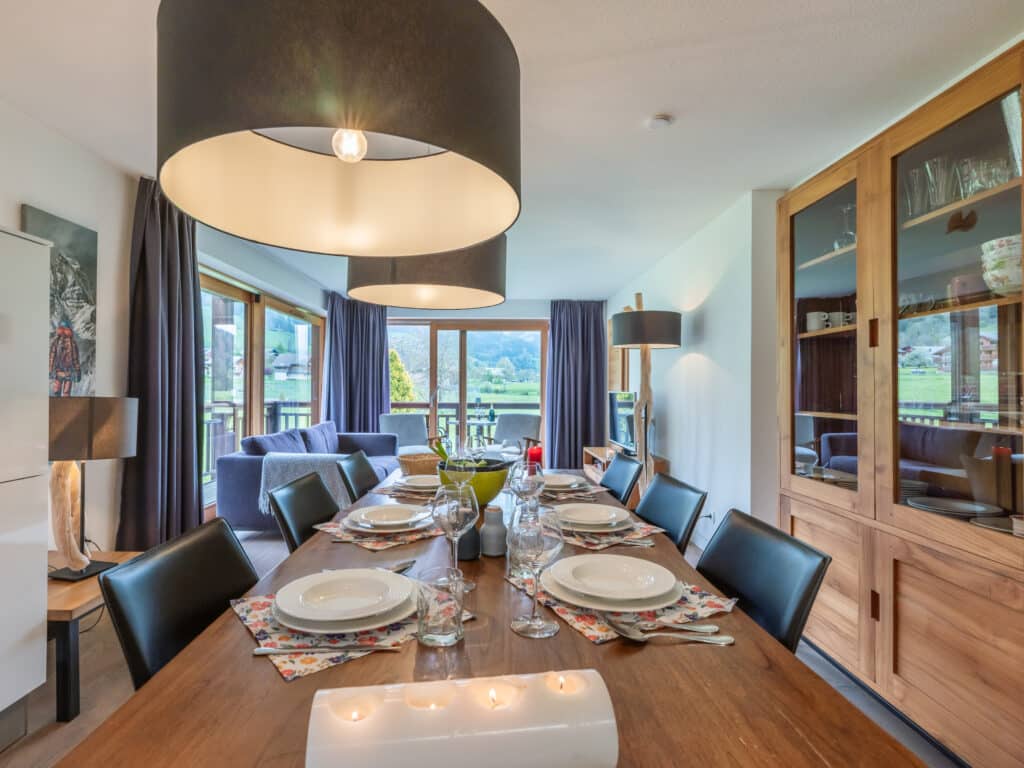 rental de vacancie apartment 6 people chapelle abondance view mountain dining room living room Chapelle d'Abondance